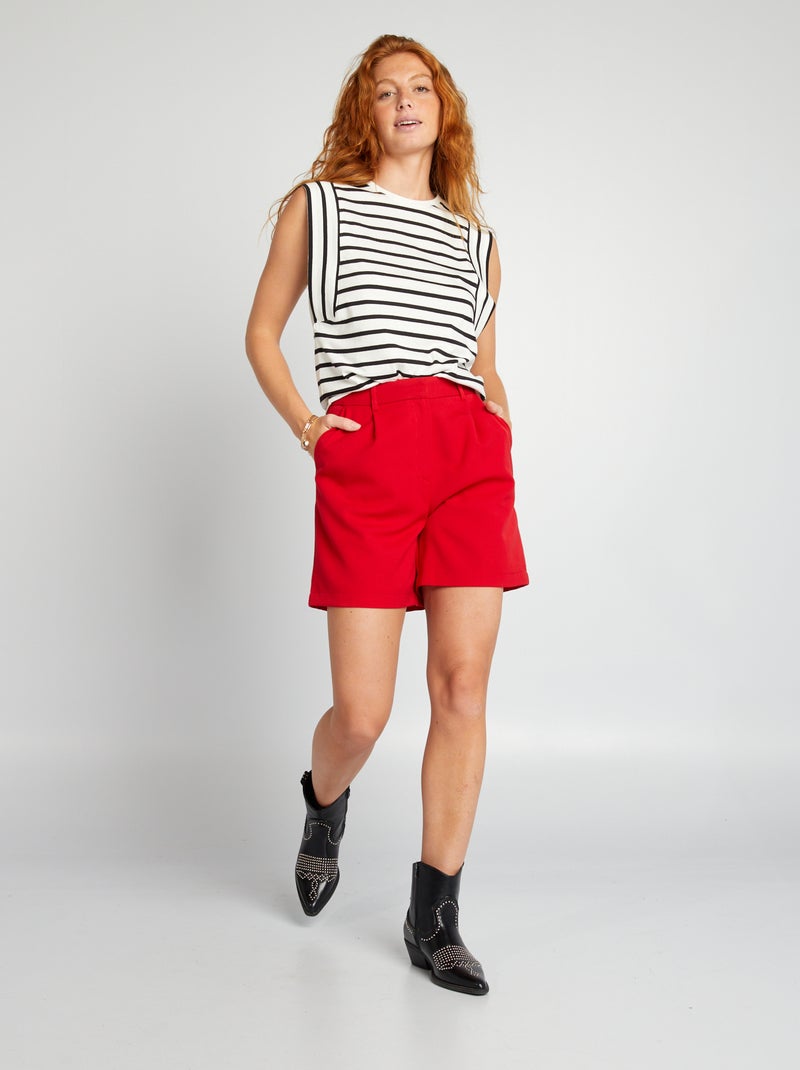 Shorts con pinces a vita alta rosso - Kiabi