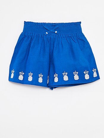 Shorts con ricami a punto inglese