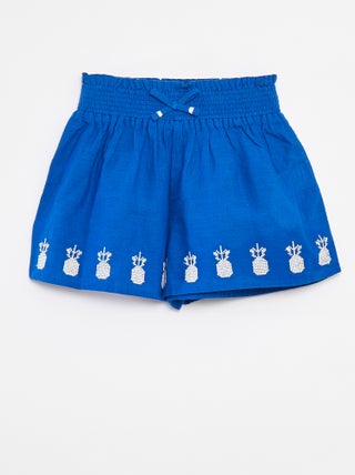 Shorts con ricami a punto inglese