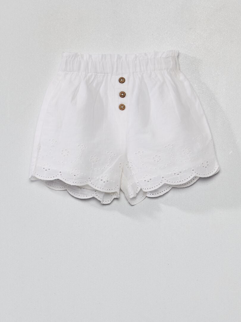 Shorts con ricamo in cotone BIANCO - Kiabi
