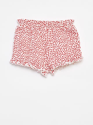Shorts con volant e stampa