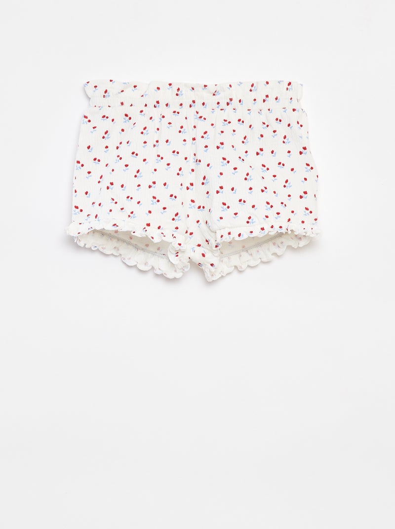 Shorts con volant e stampa BIANCO - Kiabi