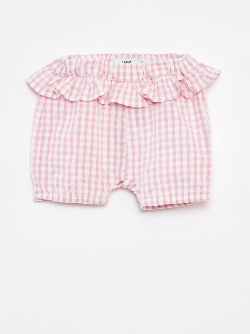 Shorts con volant e stampa vichy 'Name It' ROSA - Kiabi