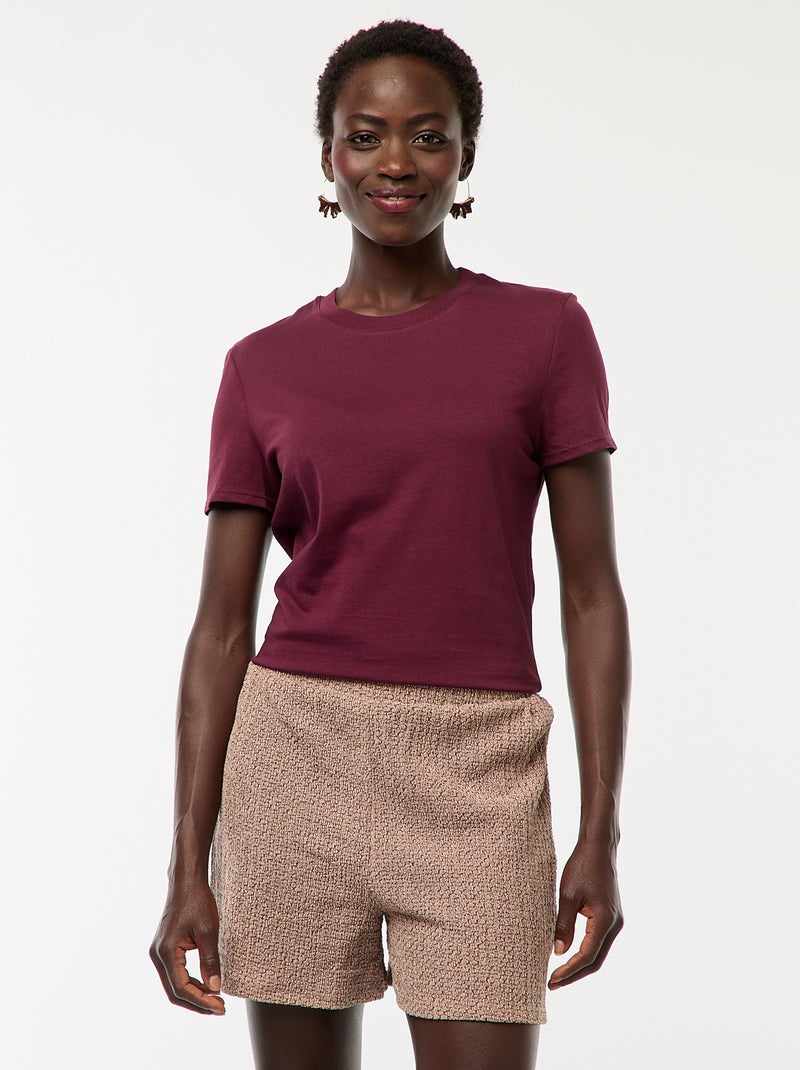 Shorts corti in maglia goffrata Marrone - Kiabi