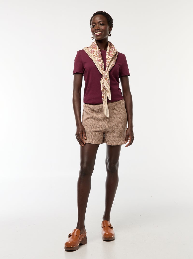 Shorts corti in maglia goffrata Marrone - Kiabi