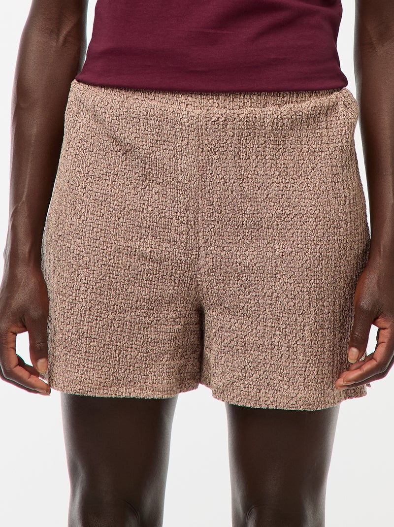 Shorts corti in maglia goffrata Marrone - Kiabi
