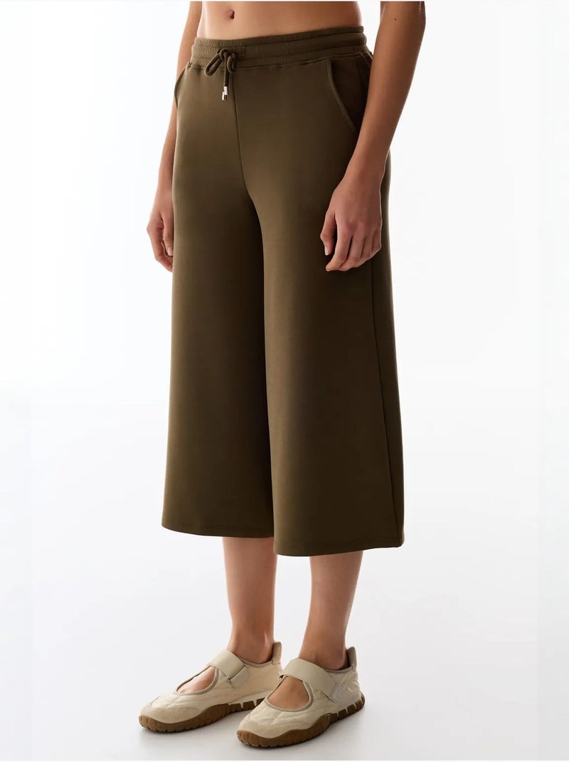 Shorts culotte in maglia jersey oversize a vita media penti Cachi - Kiabi
