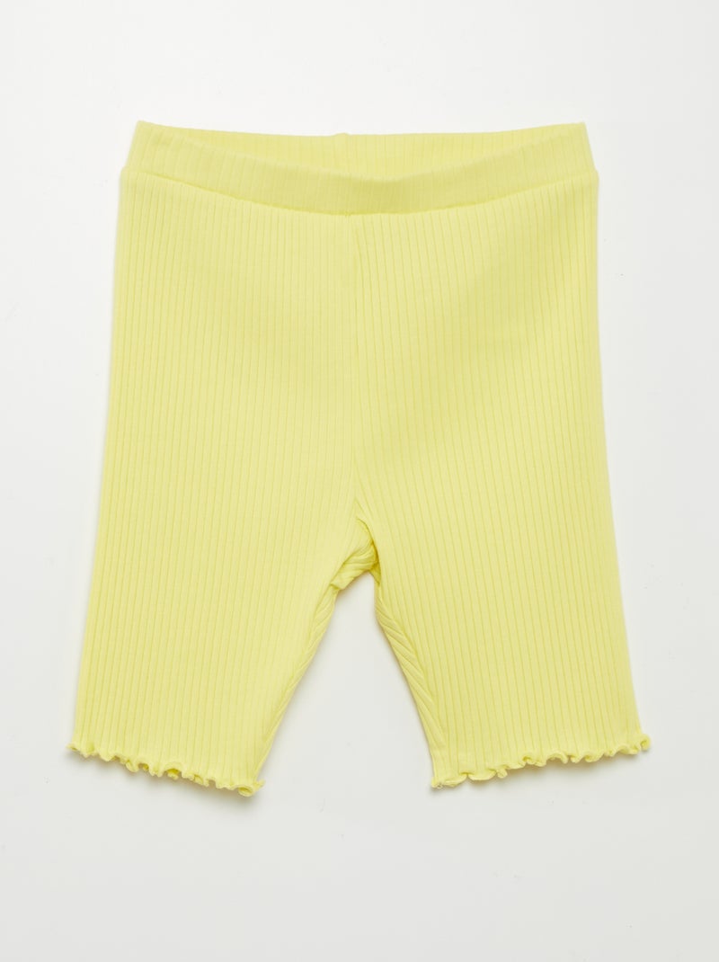 Shorts da ciclista a coste giallo - Kiabi