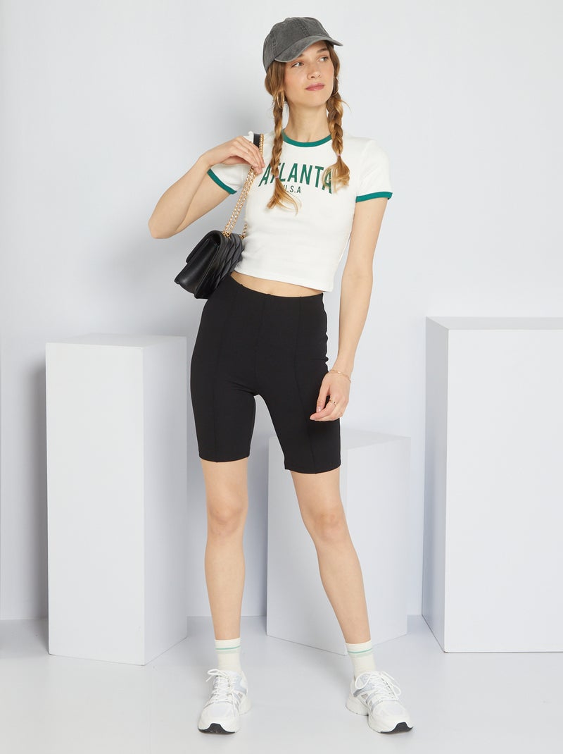 Shorts da ciclista a vita alta Nero - Kiabi