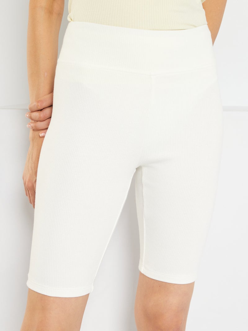 Shorts da ciclista in maglia a coste Bianco - Kiabi