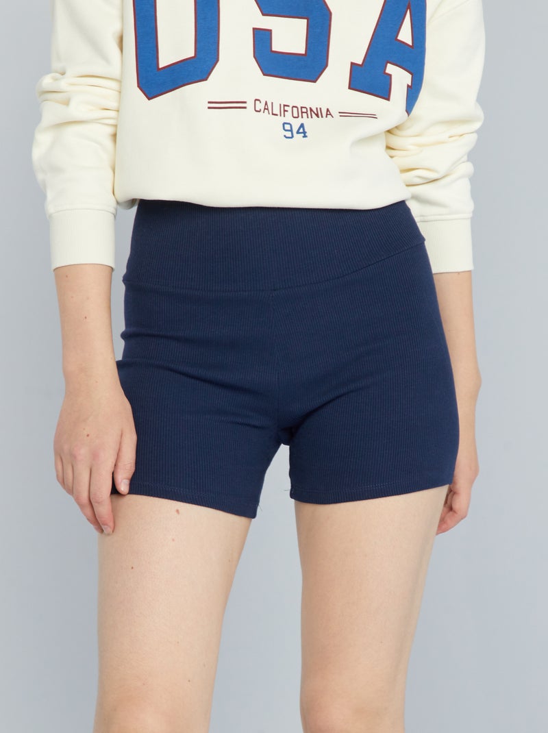Shorts da ciclista in maglia a coste BLU - Kiabi
