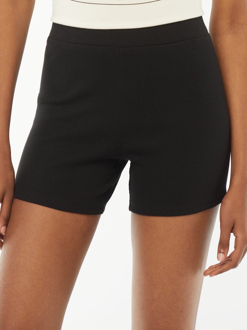 Shorts da ciclista in maglia a coste nero - Kiabi