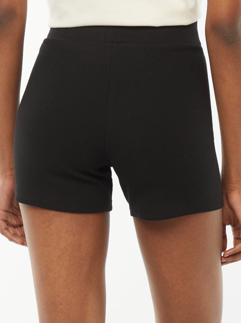 Shorts da ciclista in maglia a coste nero - Kiabi