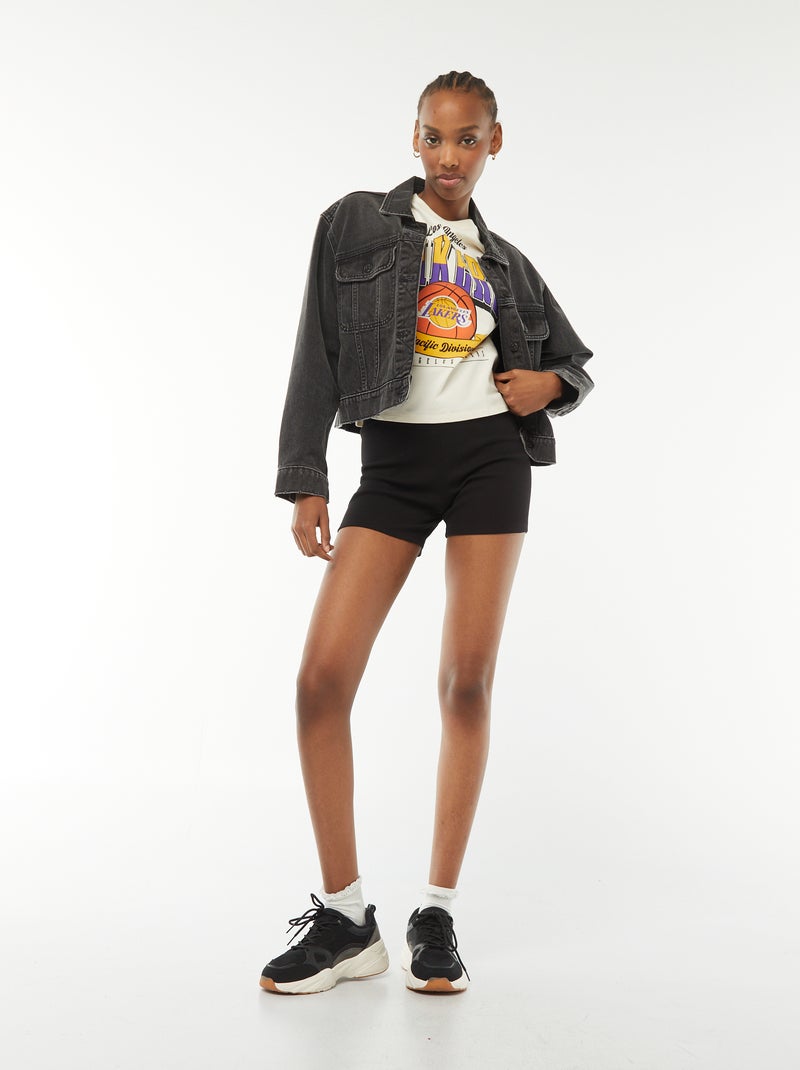 Shorts da ciclista in maglia a coste nero - Kiabi