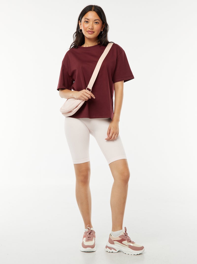 Shorts da ciclista in maglia a coste ROSA - Kiabi