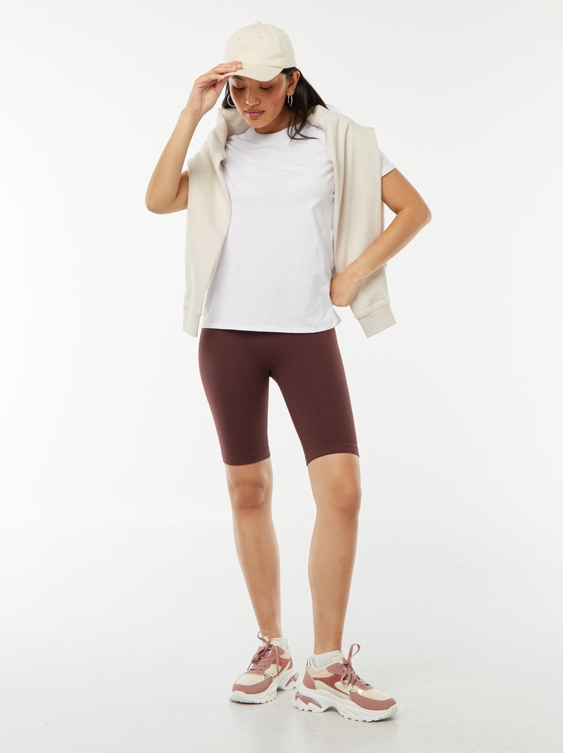 Shorts da ciclista in maglia a coste VIOLA - Kiabi