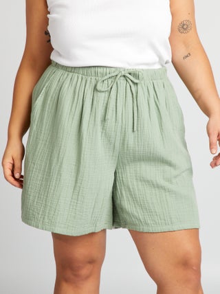 Shorts dritti in garza di cotone