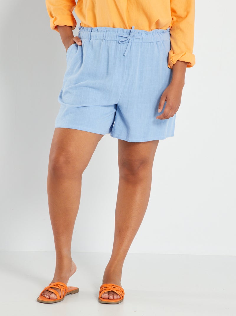 Shorts dritti in lino BLU - Kiabi