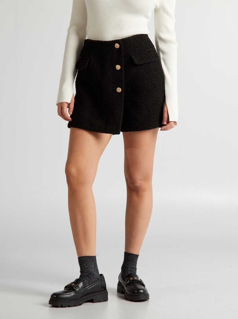 Shorts effetto gonna con bottoni gioiello nero - Kiabi