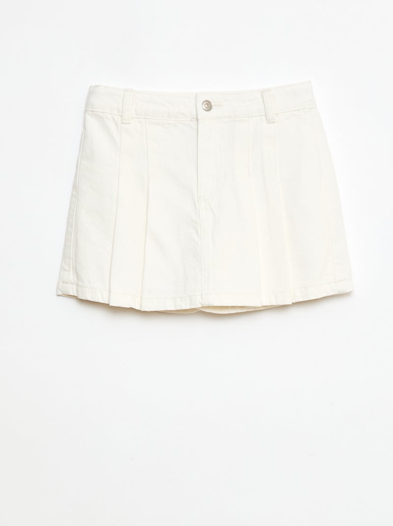 Shorts effetto gonna in denim plissettati Bianco - Kiabi