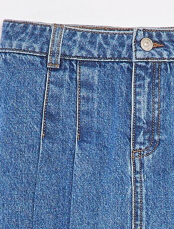 Shorts effetto gonna in denim plissettati