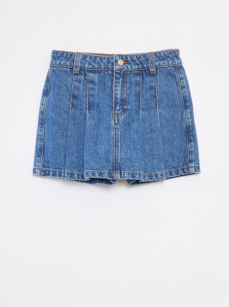 Shorts effetto gonna in denim plissettati Blu - Kiabi