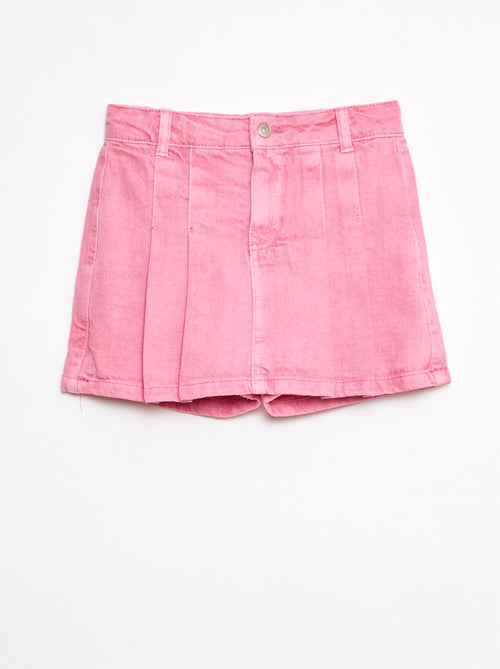 Shorts effetto gonna in denim plissettati - Kiabi
