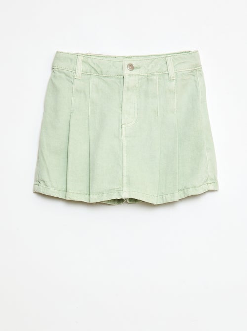 Shorts effetto gonna in denim plissettati - Kiabi