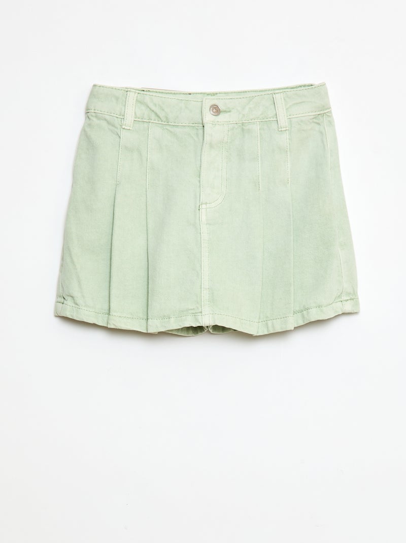 Shorts effetto gonna in denim plissettati Verde - Kiabi