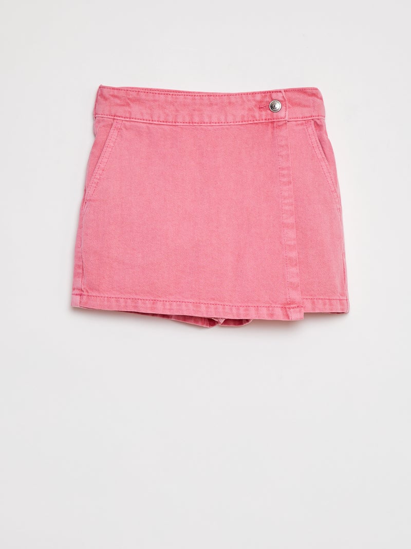 Shorts effetto gonna in denim rosa - Kiabi