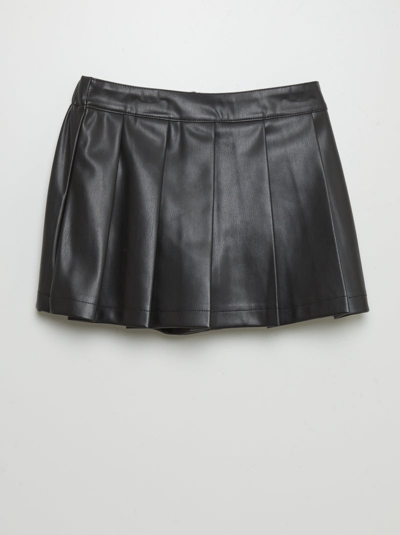 Shorts effetto gonna plissettati in similpelle nero - Kiabi