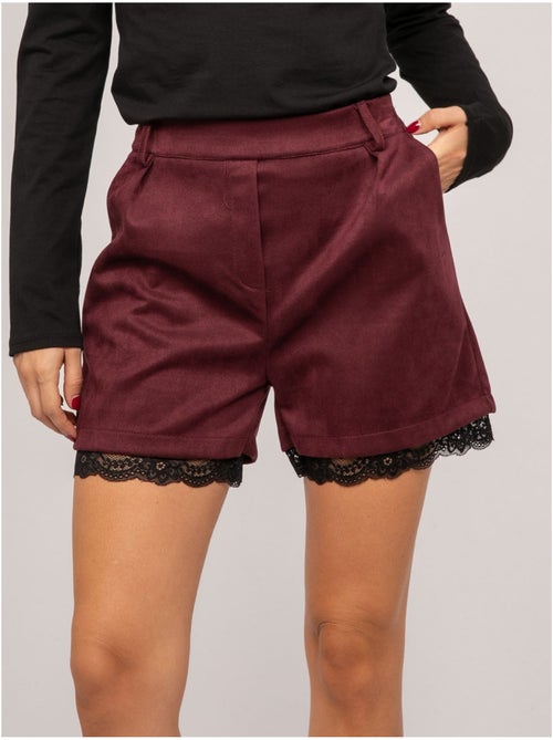 Shorts effetto suede con bordo in pizzo xabara - Kiabi