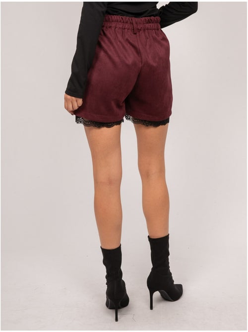 Shorts effetto suede con bordo in pizzo xabara - Kiabi