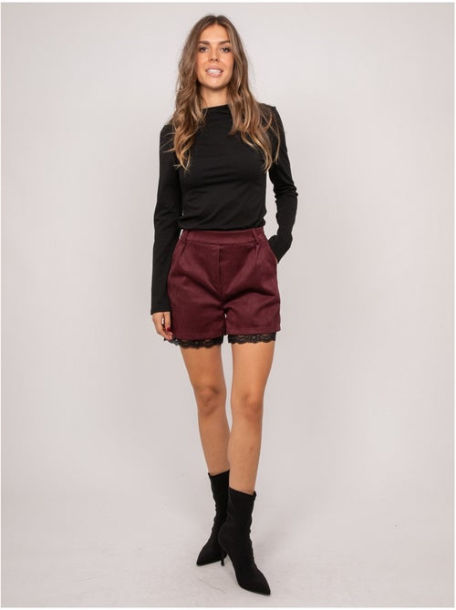 Shorts effetto suede con bordo in pizzo xabara - Kiabi
