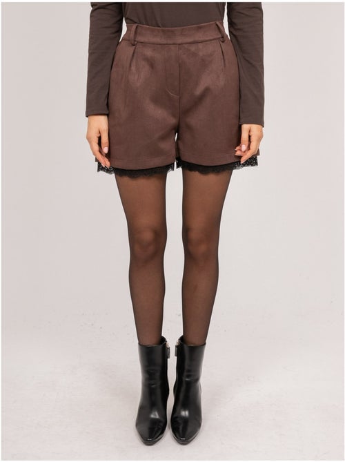 Shorts effetto suede con bordo in pizzo xabara - Kiabi