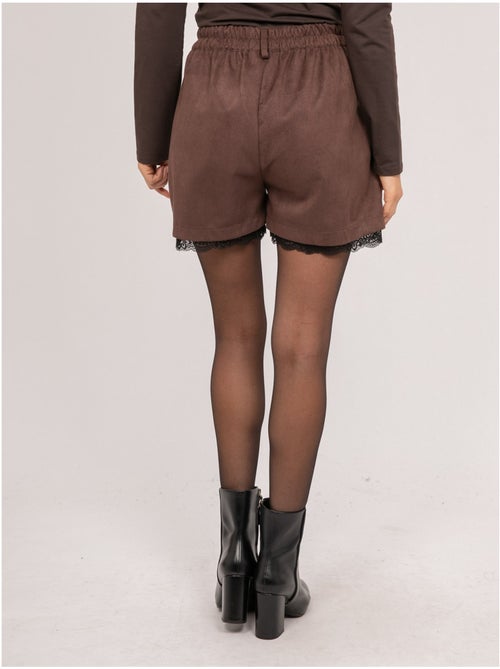 Shorts effetto suede con bordo in pizzo xabara - Kiabi