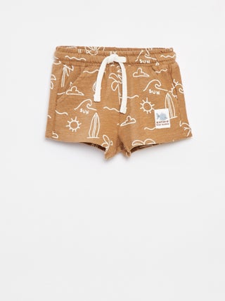 Shorts in baby french terry con stampa