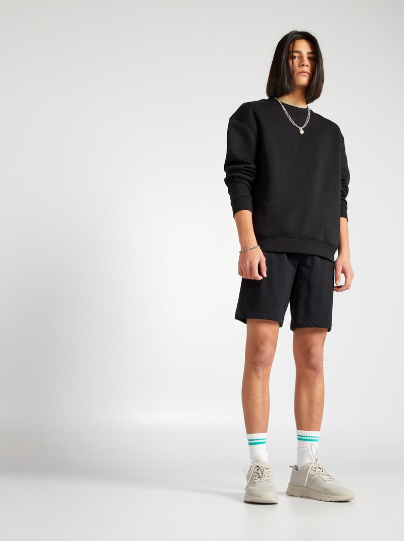 Shorts in cotone a contrasto nero - Kiabi