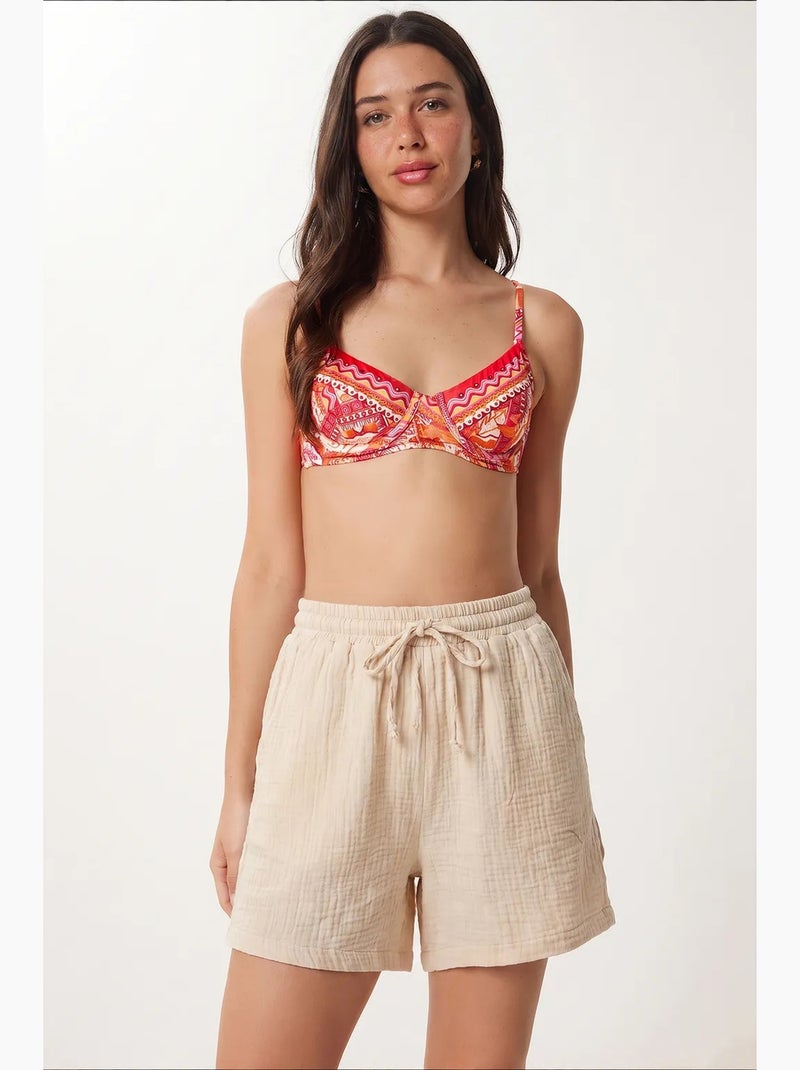 Shorts in cotone a vita alta a gamba ampia istanbul Crema - Kiabi