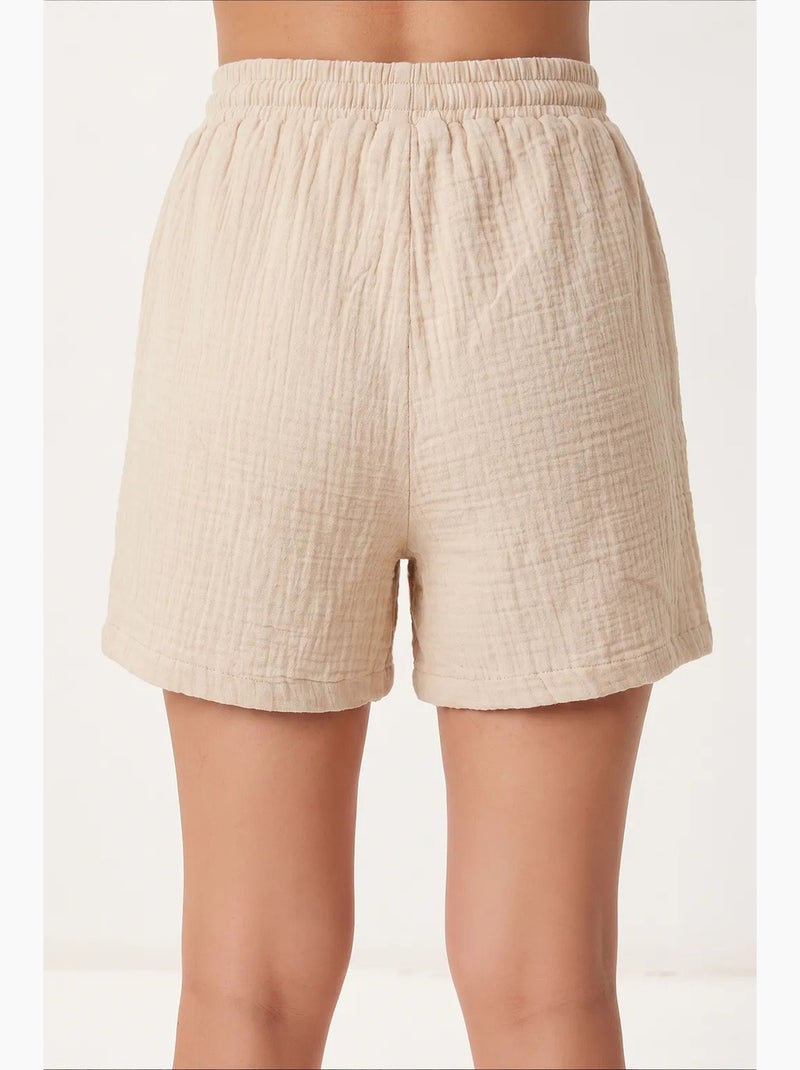 Shorts in cotone a vita alta a gamba ampia istanbul Crema - Kiabi