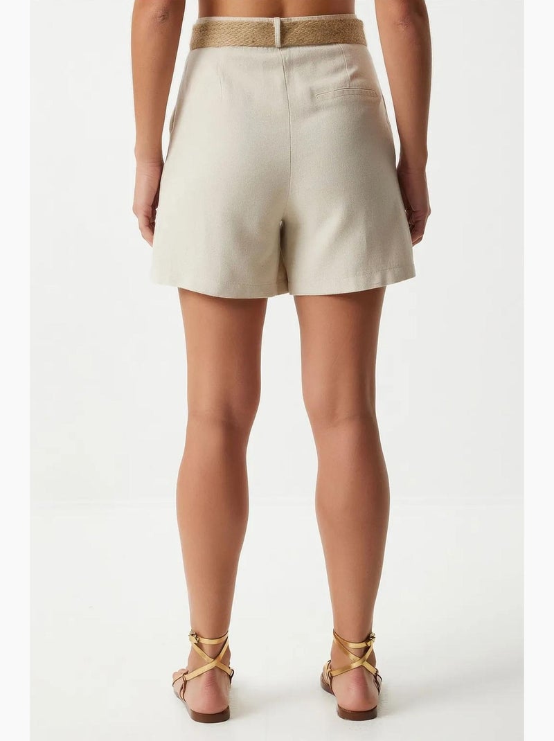 Shorts in cotone a vita alta a gamba ampia istanbul Crema - Kiabi