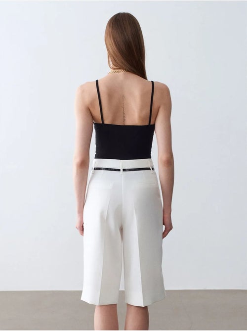 Shorts in crêpe a vita alta a gamba ampia con cintura dilvin - Kiabi