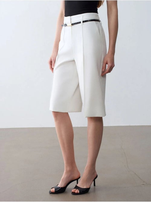 Shorts in crêpe a vita alta a gamba ampia con cintura dilvin - Kiabi
