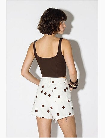 Shorts in denim a pois a vita alta lucci