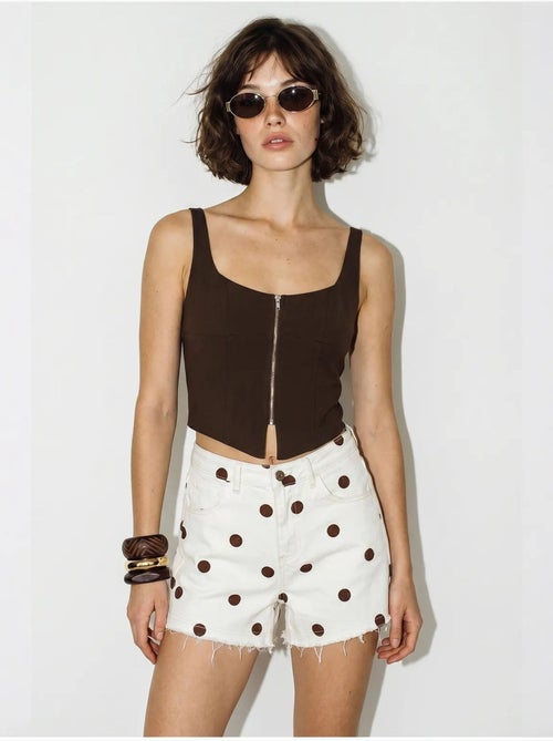 Shorts in denim a pois a vita alta lucci - Kiabi