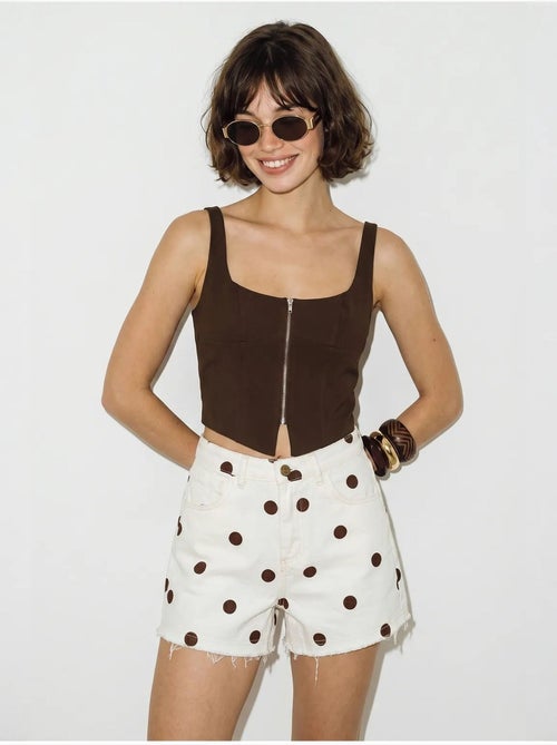 Shorts in denim a pois a vita alta lucci - Kiabi
