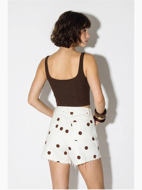 Shorts in denim a pois a vita alta lucci - Kiabi