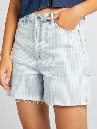 Shorts in denim a righe