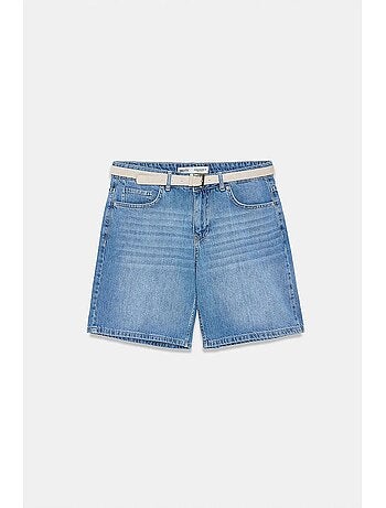 Shorts in denim a vita alta a gamba ampia con cintura dilvin