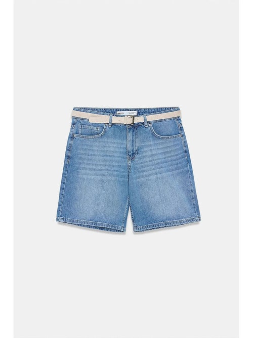 Shorts in denim a vita alta a gamba ampia con cintura dilvin - Kiabi Shorts in denim a vita alta a gamba ampia con cintura dilvin - Kiabi